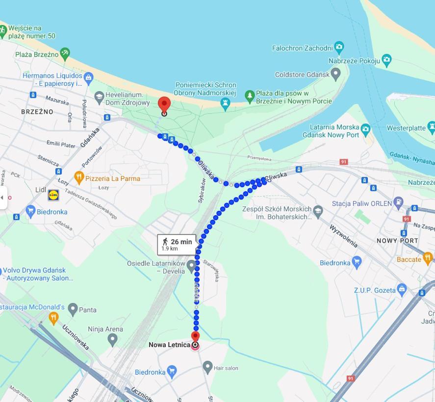 グダニスクLetnica Sypialnia & Salon - 2Km Do Plazyアパートメント エクステリア 写真